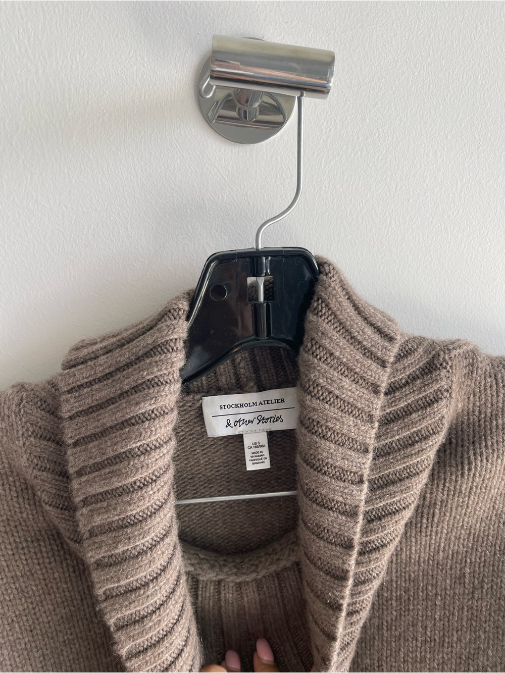 & Other Stories wool blend high neck jumper in taupe turtleneck - Picture 6 of 8